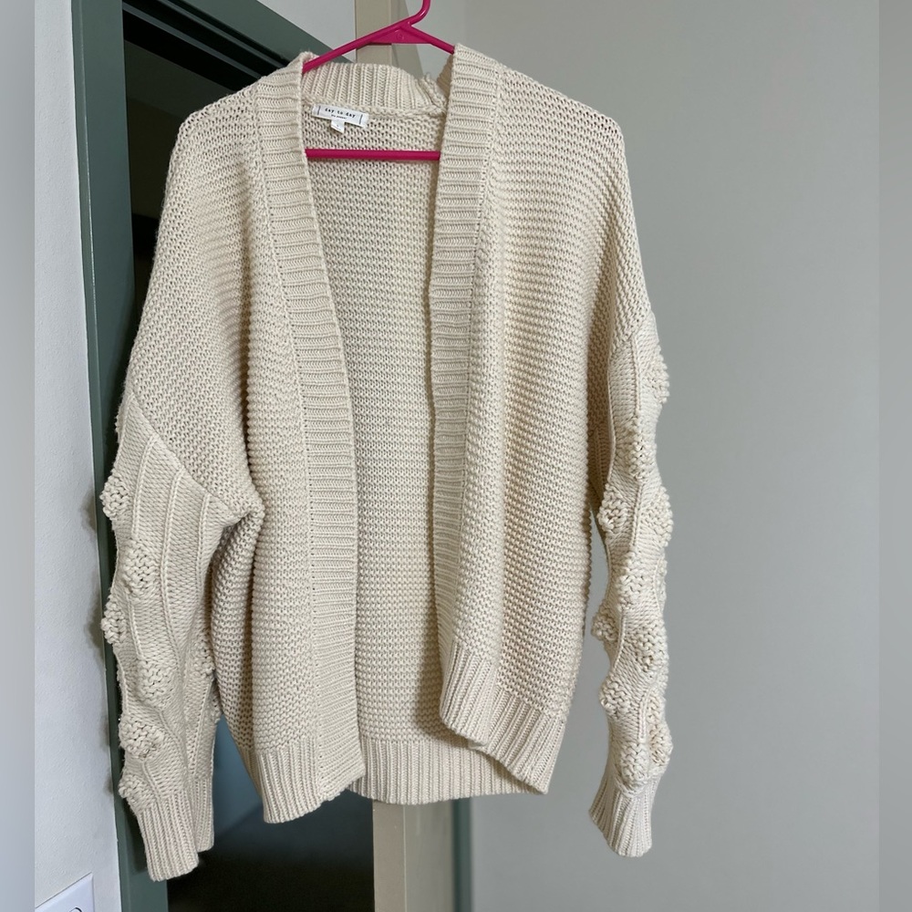 Cream cardigan with cute bubble sleeves !